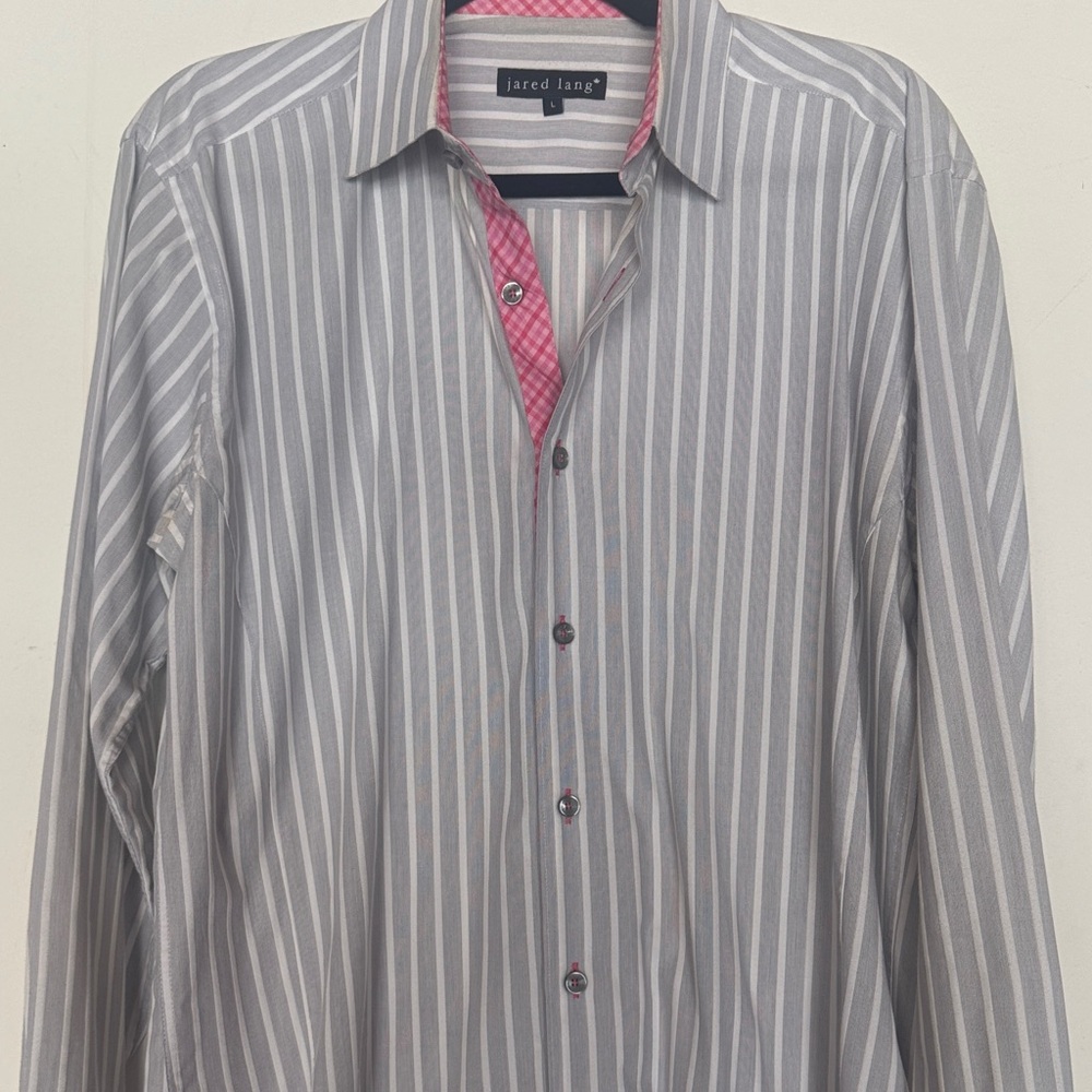 Jared Lang Striped Shirt with Pink Accents
